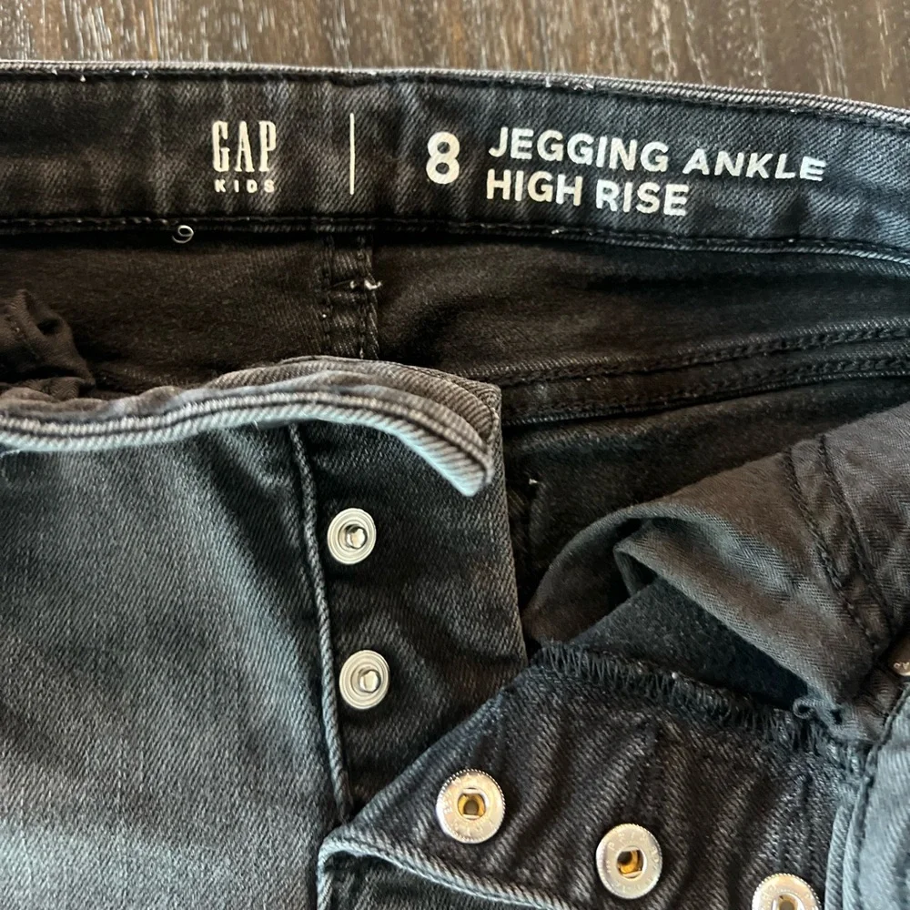 Gap Girls Faded Black High-Waisted Ankle Jeans 8